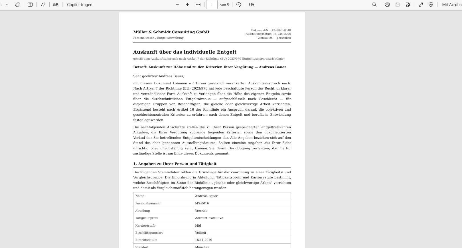 Screenshot: Auf jede Auskunftsanfrage vorbereitet